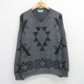 XL★古着 長袖 セーター メンズ 90年代 90s 大きいサイズ アクリル Vネック USA製 グレー 霜降り他 26feb04