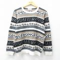 M★古着 長袖 セーター メンズ 90年代 90s アクリル クルーネック USA製 黒他 26feb05