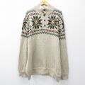 XL★古着 ラルフローレン 長袖 ブランド ノルディック セーター メンズ 90年代 90s 雪柄 ヘンリーネック ベージュ他【spe】 26feb05