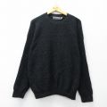 XL★古着 長袖 セーター メンズ 90年代 90s アクリル クルーネック USA製 黒 26feb05