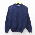 M★古着 長袖 セーター メンズ 90年代 90s アクリル クルーネック USA製 紺 26feb05