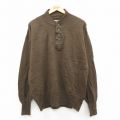 L★古着 長袖 セーター メンズ 80年代 80s ミリタリー ウール ヘンリーネック USA製 茶系【spe】 26feb06