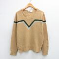 M★古着 カタリナ 長袖 セーター メンズ 80年代 80s ラムウール Vネック ベージュ 霜降り 26feb09