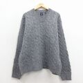 XL★古着 ギャップ GAP 長袖 ケーブル セーター メンズ 00年代 00s ウール Vネック グレー 霜降り 26feb12