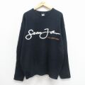 XL★古着 ショーンジョン 長袖 セーター メンズ ビッグロゴ Vネック 黒 26feb12