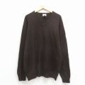 L★古着 エルエルビーン 長袖 セーター メンズ 00年代 00s 無地 ラムウール ラグラン Vネック こげ茶 26feb12