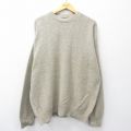 XL★古着 長袖 セーター メンズ 90年代 90s 無地 大きいサイズ コットン クルーネック USA製 ベージュ 26feb13