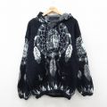 XL★古着 長袖 フルジップ ニット カーディガン パーカー メンズ インディアン 紺他【spe】 26feb13