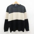 XL★古着 長袖 セーター メンズ 90年代 90s アクリル クルーネック USA製 黒他 26feb16