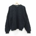 XL★古着 長袖 セーター メンズ 90年代 90s 大きいサイズ コットン クルーネック USA製 黒他【spe】 26feb19