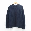 XL★古着 エルエルビーン 長袖 ケーブル セーター メンズ 00年代 00s コットン クルーネック 紺 26mar04