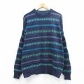 XL★古着 長袖 セーター メンズ 90年代 90s クルーネック USA製 紺他 26mar04
