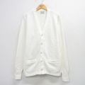 M★古着 長袖 レタード ニット カーディガン メンズ 90年代 90s 無地 アクリル USA製 白【spe】 26mar06