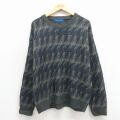 XL★古着 タウンクラフト 長袖 セーター メンズ クルーネック 濃紺 26mar09