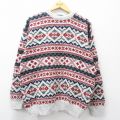 L★古着 長袖 セーター メンズ 90年代 90s フェアアイル コットン クルーネック USA製 薄グレー 霜降り他 26mar11