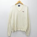 XL★古着 長袖 セーター メンズ 90年代 90s LEACH アクリル 大きいサイズ Vネック USA製 生成り 26mar11
