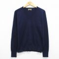 M★古着 シアーズ 長袖 セーター メンズ 80年代 80s 無地 アクリル Vネック USA製 濃紺 26mar19