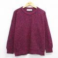 XL★古着 長袖 セーター メンズ 90年代 90s 無地 アクリル USA製 赤紫 霜降り 26mar19