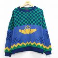 XL★古着 長袖 セーター メンズ 90年代 90s ハート 大きいサイズ アクリル クルーネック アイルランド製 紺他 26mar19