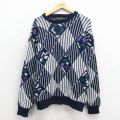 M★古着 長袖 セーター メンズ 90年代 90s アクリル クルーネック USA製 紺他 26mar23