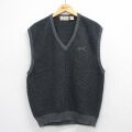 L★古着 IZOD ニット ベスト メンズ 90年代 90s コットン Vネック グレー 26mar25