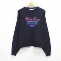 XL★古着 長袖 セーター メンズ 90年代 90s ブルーゾーン 刺繍 アクリル クルーネック 紫【spe】 26mar25
