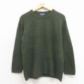 S★古着 長袖 セーター メンズ 90年代 90s コットン クルーネック USA製 濃緑 26apr03