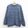 M★古着 チェロキー 長袖 セーター メンズ コットン クルーネック 青他 26apr03