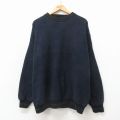 XL★古着 長袖 セーター メンズ 90年代 90s 大きいサイズ コットン クルーネック USA製 黒 26apr04