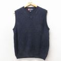 M★古着 ラルフローレン チャップス ブランド ケーブル ニット ベスト メンズ 90年代 90s Vネック 濃紺 26apr04