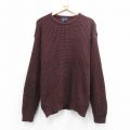 XL★古着 ベーシックエディションズ 長袖 セーター メンズ 90年代 90s 無地 アクリル クルーネック エンジ 26apr09