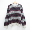L★古着 長袖 セーター メンズ 90年代 90s コットン モックネック ハイネック USA製 白他 26apr09