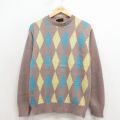 L★古着 長袖 セーター メンズ 80年代 80s コットン クルーネック USA製 茶他 26apr09