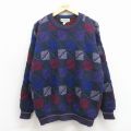 L★古着 長袖 セーター メンズ 90年代 90s アクリル クルーネック USA製 紫他 26apr09