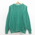 M★古着 長袖 ケーブル セーター メンズ 90年代 90s クルーネック USA製 緑 26apr09