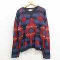 XL★古着 ラルフローレン デニムアンドサプライ 長袖 ブランド セーター メンズ ネイティブ柄 ラグ柄 コットン ヘンリーネック 紺他【spe】 26apr11