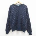 XL★古着 HABAND 長袖 セーター メンズ 90年代 90s アクリル クルーネック USA製 紺他 26apr15