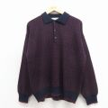 L★古着 長袖 セーター メンズ 90年代 90s 襟付き イタリア製 エンジ他 26apr15