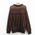XL★古着 シアーズ 長袖 セーター メンズ 80年代 80s アクリル クルーネック 黒他 26apr15