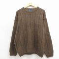 XL★古着 タウンクラフト 長袖 セーター メンズ 90年代 90s アクリル クルーネック 茶他 26apr15