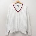 XL★古着 フィラ FILA 長袖 ケーブル セーター メンズ 00年代 00s コットン Vネック 白他 26apr23