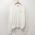 XL★古着 ラコステ LACOSTE IZOD 長袖 ブランド セーター メンズ 90年代 90s ワンポイントロゴ 大きいサイズ アクリル Vネック 白 26apr23