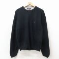 L★古着 トミーヒルフィガー 長袖 ブランド セーター メンズ 90年代 90s ワンポイントロゴ コットン クルーネック 黒 26apr23
