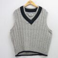 XL★古着 チルデン ニット ベスト メンズ 90年代 90s コットン Vネック USA製 グレー 霜降り 26apr25