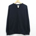 XL★古着 エルエルビーン 長袖 セーター メンズ 00年代 00s 無地 コットン Vネック 濃紺 26apr25