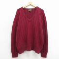 XL★古着 エディーバウアー 長袖 セーター メンズ 無地 大きいサイズ コットン Vネック エンジ 26apr25