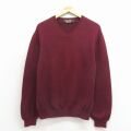 M★古着 ブルックスブラザーズ 長袖 ブランド セーター メンズ 90年代 90s 無地 コットン クルーネック USA製 エンジ【spe】 26apr27