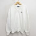 L★古着 長袖 セーター メンズ 90年代 90s CAT コットン Vネック USA製 白 26apr27