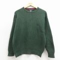 M★古着 ノーティカ 長袖 ブランド ケーブル セーター メンズ 90年代 90s ワンポイントロゴ コットン クルーネック 緑 26apr27