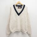 XL★古着 ラルフローレン チャップス 長袖 ブランド チルデン セーター メンズ 80年代 80s Vネック USA製 生成り 霜降り【spe】 26apr27